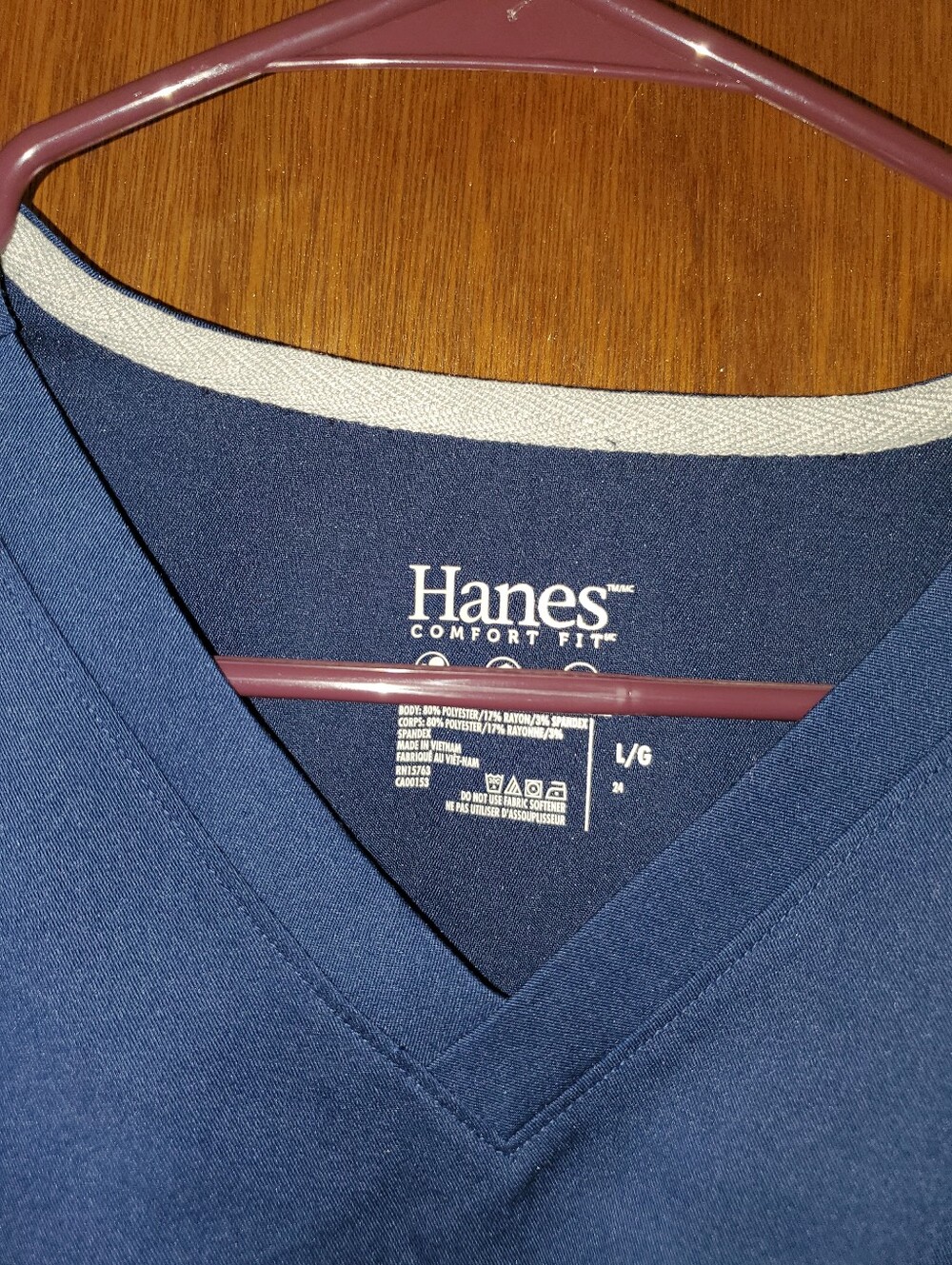 Hanes Women's Navy V-Neck Scrub Top & Pants Set Size Large - Picture 2 of 4